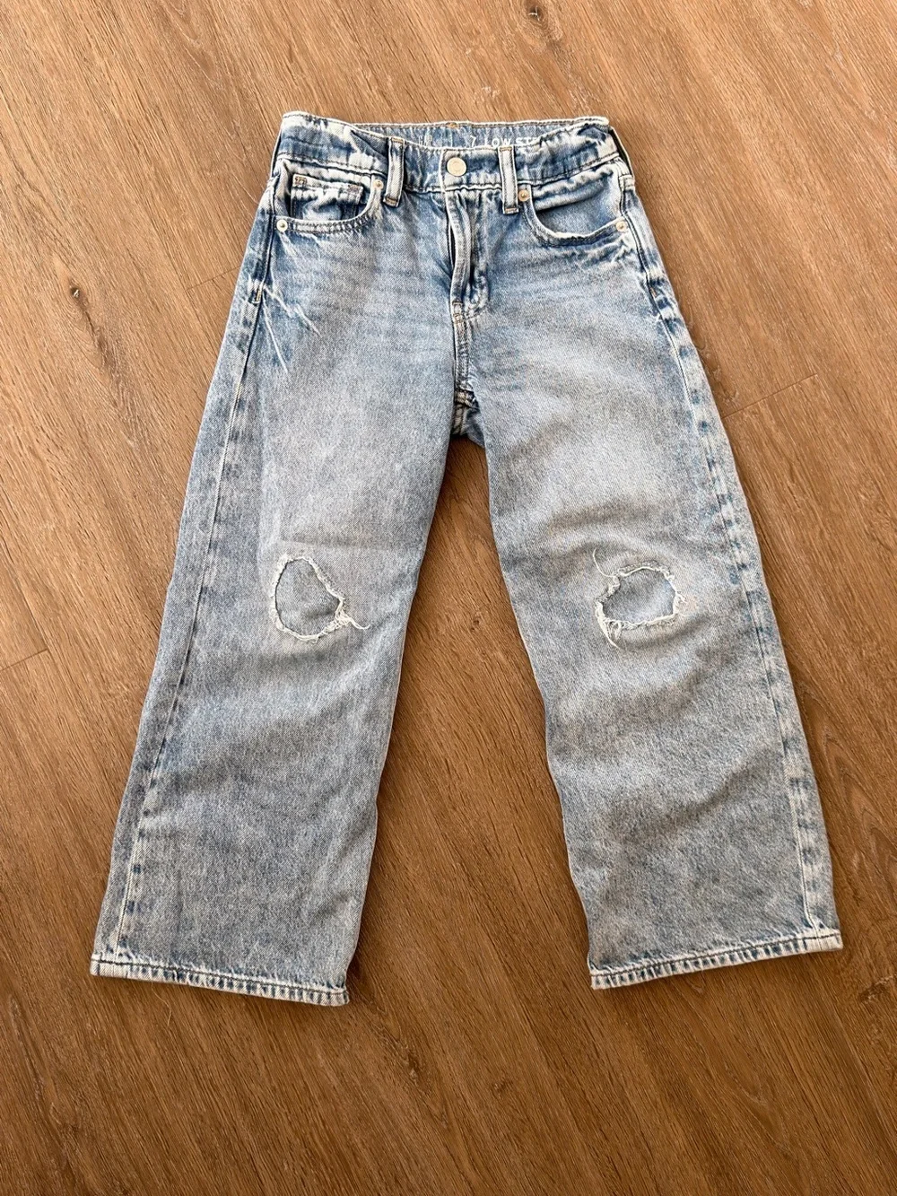 GAP Light Wash Kids Wide Leg Low Rise Jeans with Knee Rips
